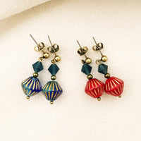 Bicone earrings / dark blue