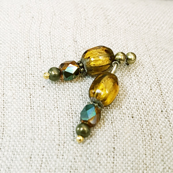 Czech earrings with Javanese beads