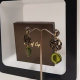 Retro filigree earrings/olive green