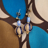 Lampwork retro dangle earrings/ blue