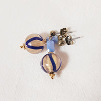 Lampwork retro dangle oorbellen/ blauw