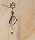 Tsjechisch glas oorbellen/grijs blauw