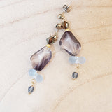 Tsjechisch glas oorbellen/grijs blauw