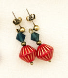 Bicone earrings / red blue