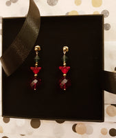 Rood blauwe retro tsjechisch glas oorbellen